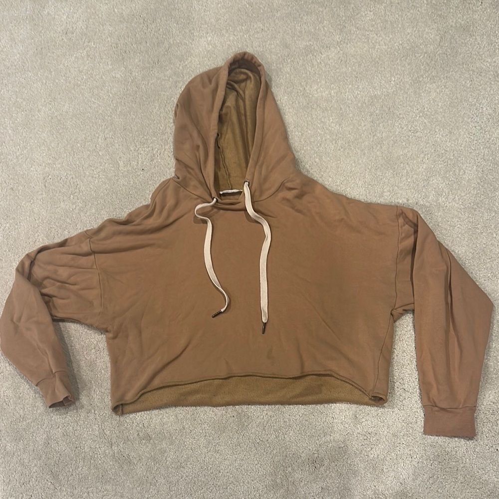 Casual Brown Cropped Hoodie Sweater